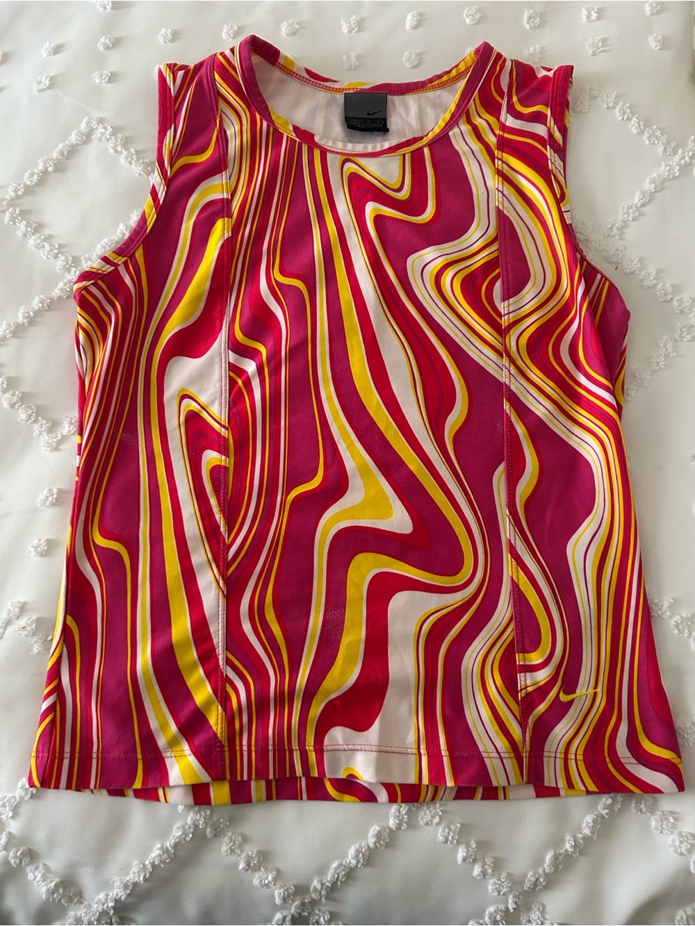 Nike Pink Yellow Swirl Athletic Tank Top